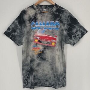 GM Camaro Z28 Racing Mens T-Shirt XL Grey Tie Dye Graphic Muscle Car Tee